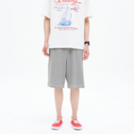 8 seconds Oversized Waffle Texture Contrast Stitch Banding Shorts — Gray