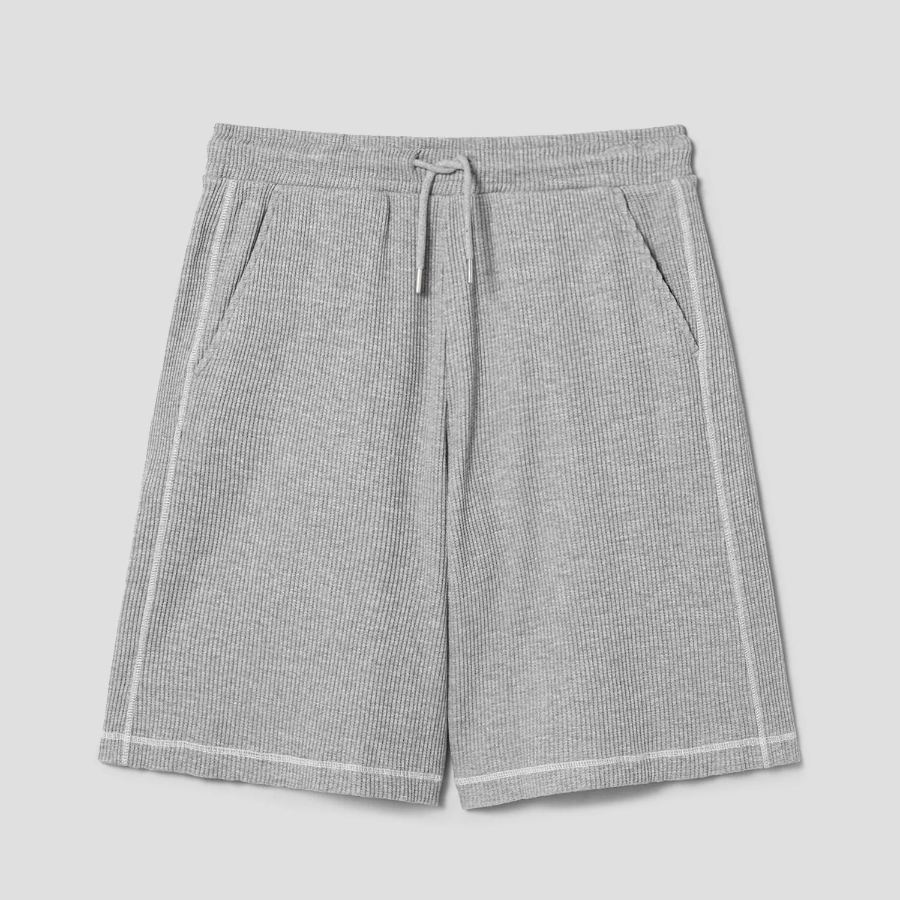 8 seconds Oversized Waffle Texture Contrast Stitch Banding Shorts — Gray