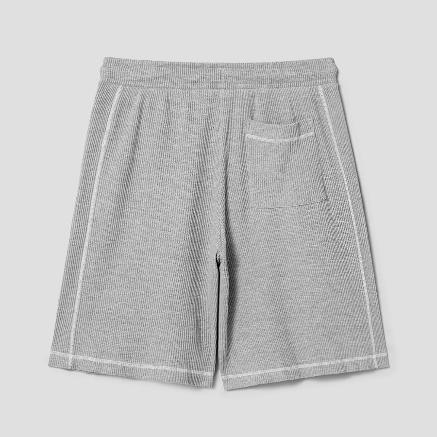 8 seconds Oversized Waffle Texture Contrast Stitch Banding Shorts — Gray