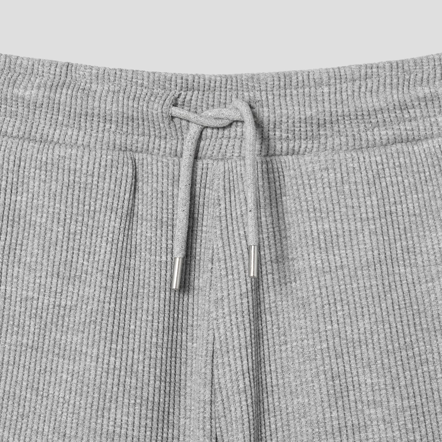 8 seconds Oversized Waffle Texture Contrast Stitch Banding Shorts — Gray