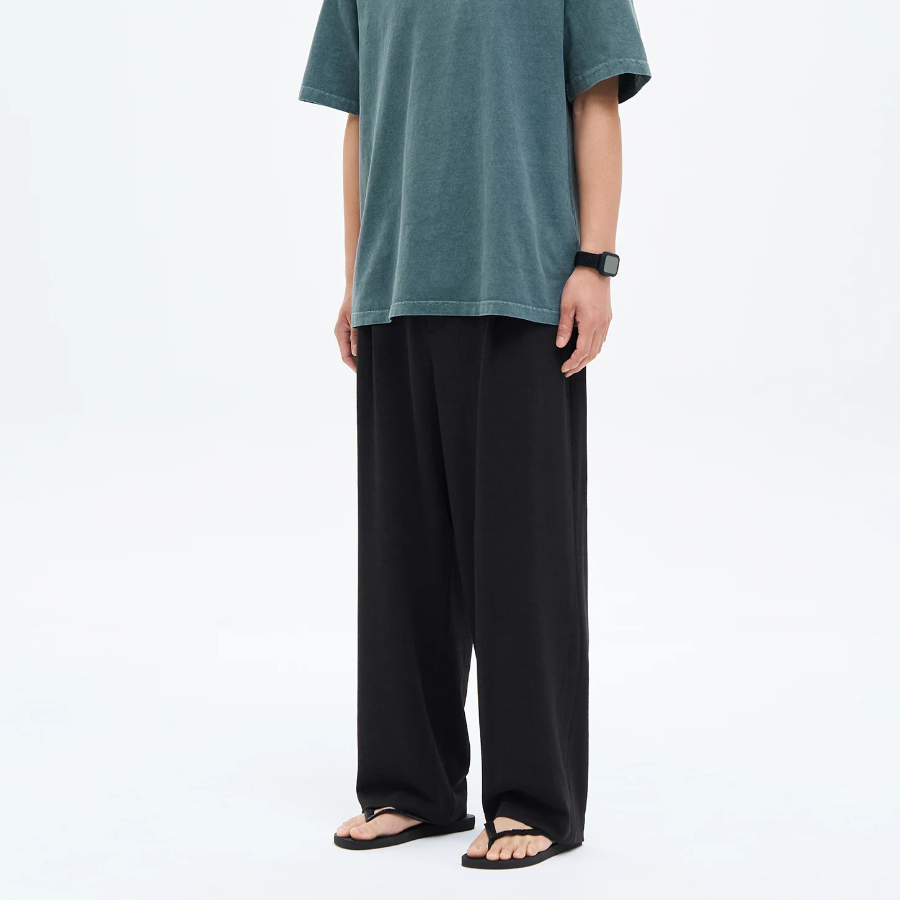 8 seconds Crêpe Wide Banding Pants — Ash