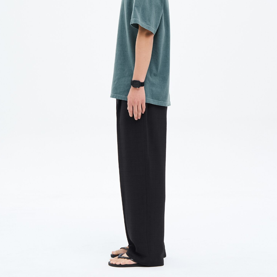 8 seconds Crêpe Wide Banding Pants — Ash