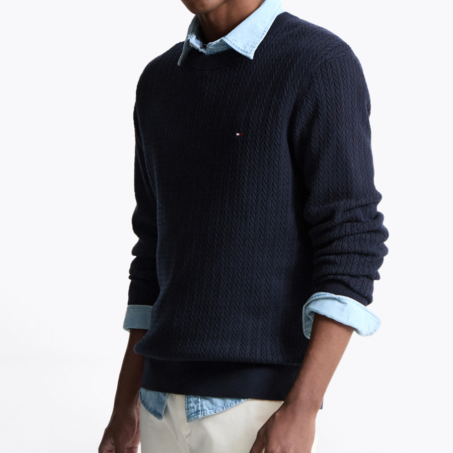 Tommy Hilfiger Official Herringbone Structure Crewneck Sweater