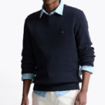 Tommy Hilfiger Official Herringbone Structure Crewneck Sweater