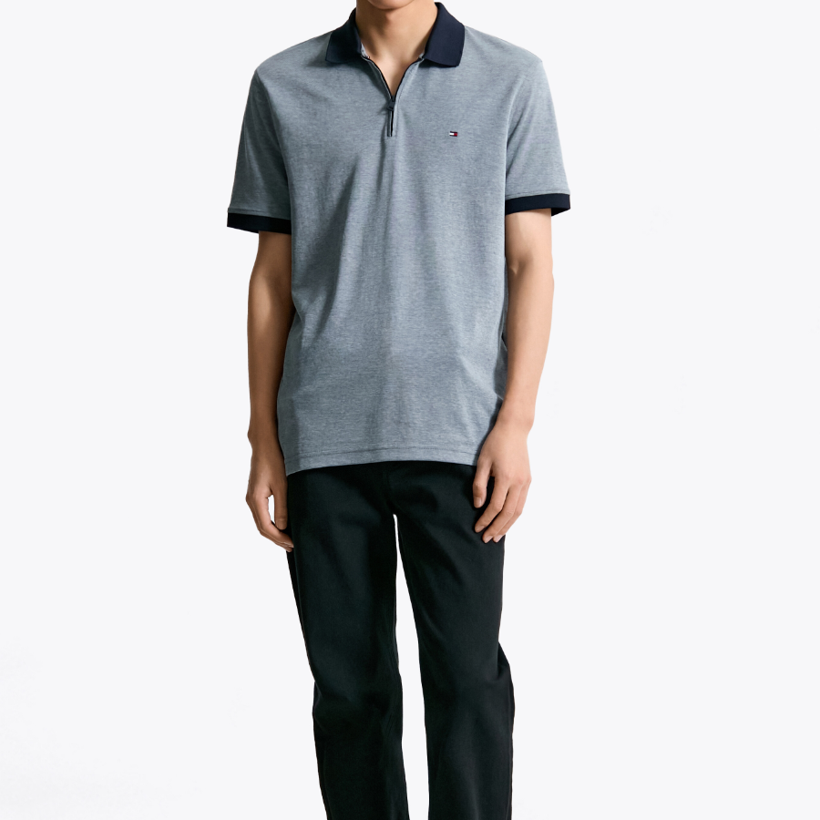 Tommy Hilfiger Official Oxford Zip Polo Shirt