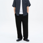 8 seconds Lightweight Rayon Blend Semi Wide-Fit Banding Pants — Black