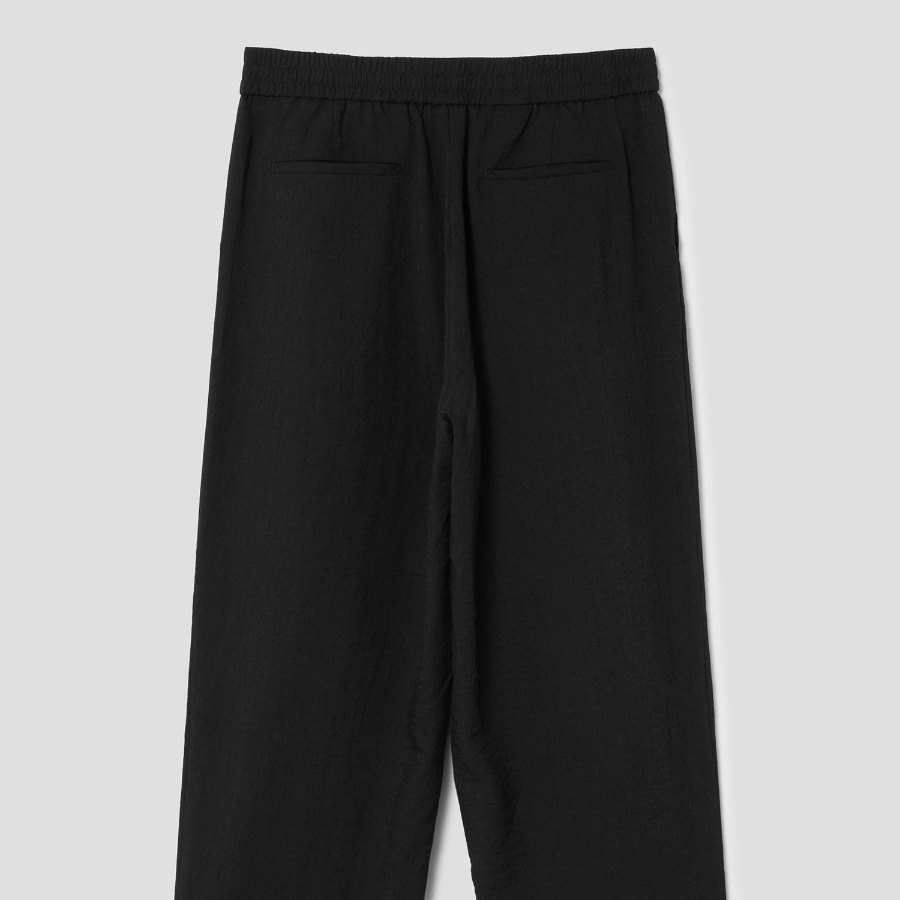 8 seconds Lightweight Rayon Blend Semi Wide-Fit Banding Pants — Black