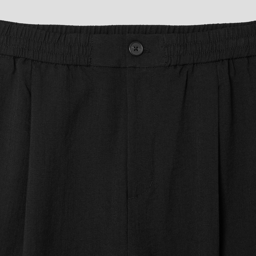 8 seconds Lightweight Rayon Blend Semi Wide-Fit Banding Pants — Black