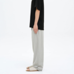 8 seconds Lightweight Rayon Blend Semi Wide-Fit Banding Pants —  Light Beige