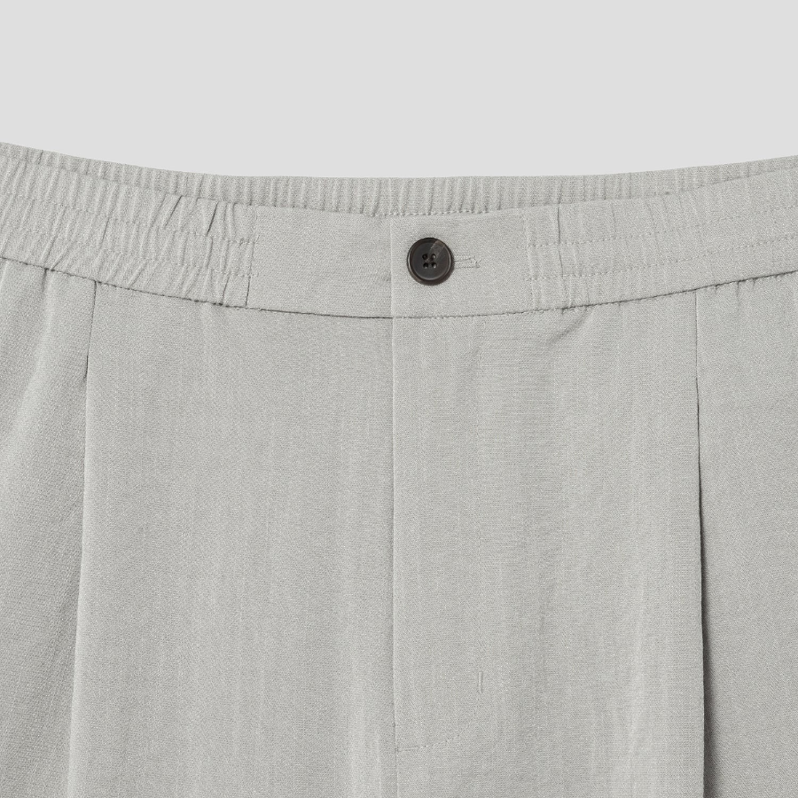 8 seconds Lightweight Rayon Blend Semi Wide-Fit Banding Pants —  Light Beige