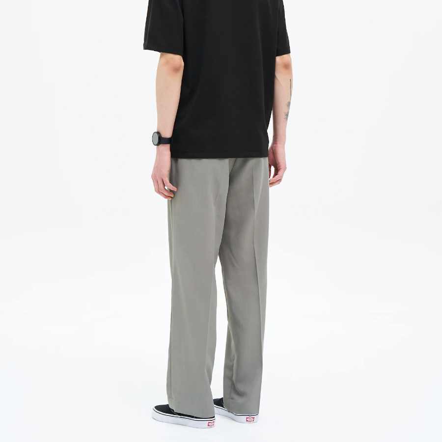 8 seconds Lightweight Basic Semi Wide-Fit Slacks — Khaki