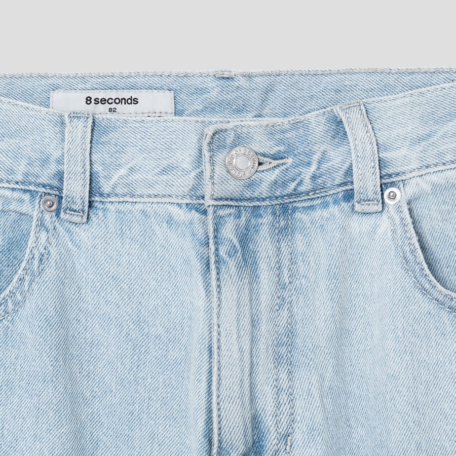 8 seconds Lightweight Essential Semi Wide-Fit Denim — Sky Blue