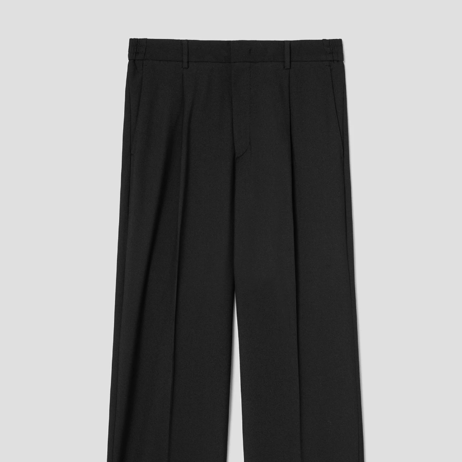 8 seconds [4WAY STRETCH] Semi Wide-Fit Banding Slacks — Black