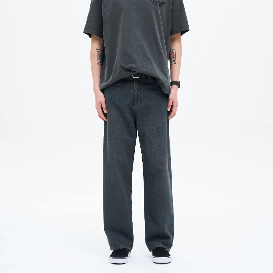 8 seconds Lightweight Essential Semi Wide-Fit Denim Pants — Navy