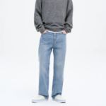 8 seconds Essential Semi Wide-Fit Denim Pants — Sky Blue