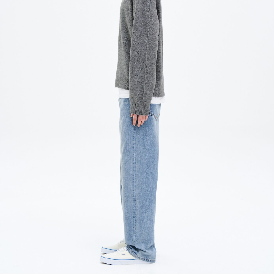 8 seconds Essential Semi Wide-Fit Denim Pants — Sky Blue