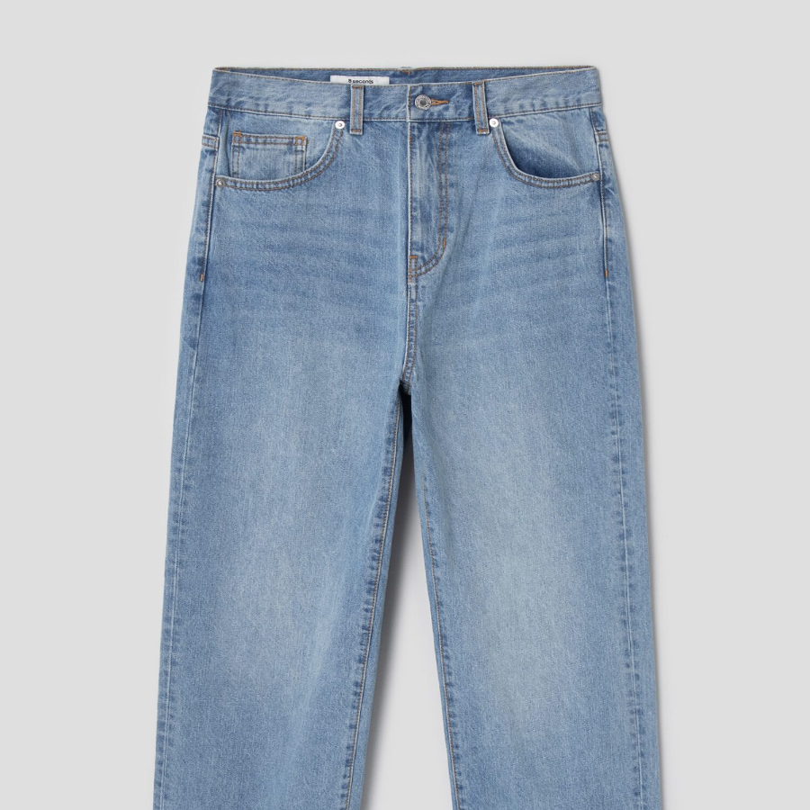 8 seconds Essential Semi Wide-Fit Denim Pants — Sky Blue