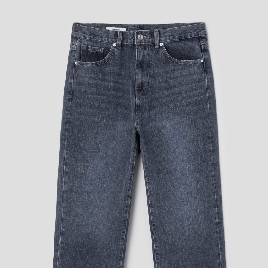 8 seconds Essential Semi Wide-Fit Denim Pants — Blue