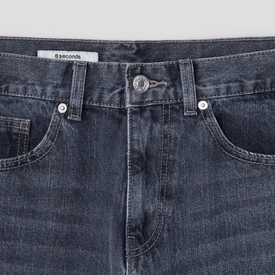 8 seconds Essential Semi Wide-Fit Denim Pants — Blue
