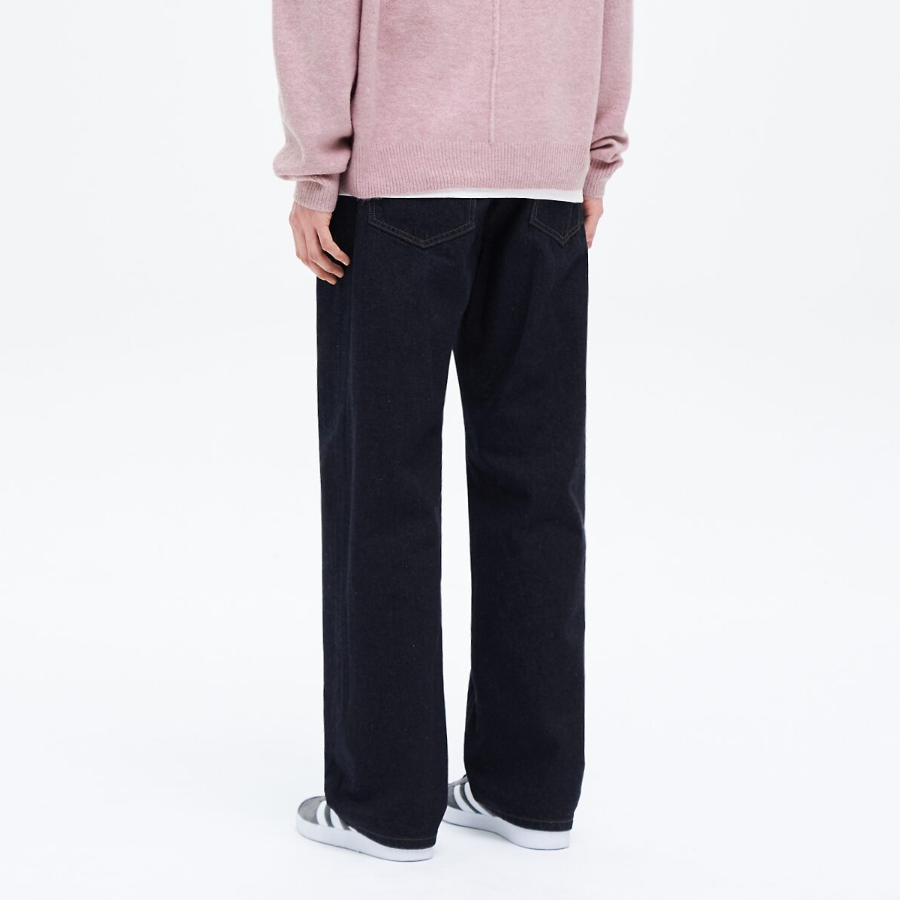 8 seconds Essential Semi Wide-Fit Denim Pants — Navy