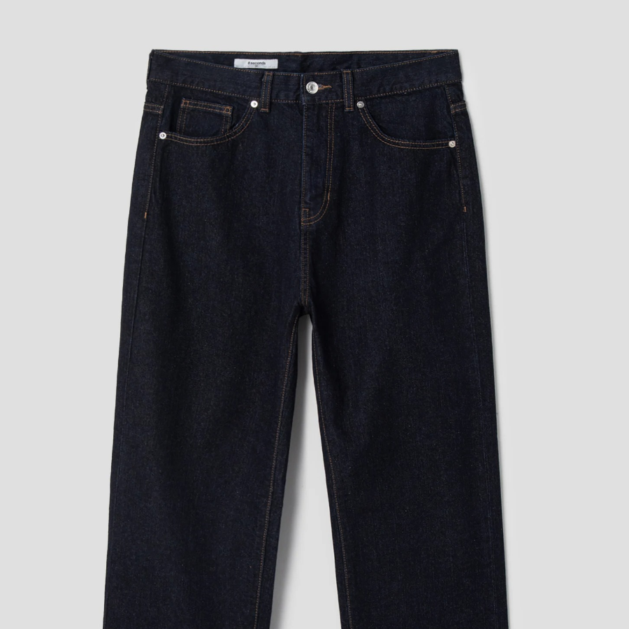 8 seconds Essential Semi Wide-Fit Denim Pants — Navy