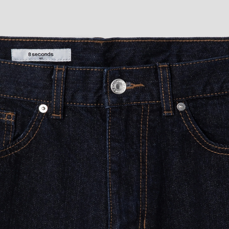 8 seconds Essential Semi Wide-Fit Denim Pants — Navy