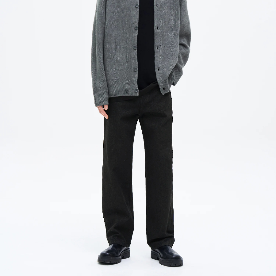 8 seconds Essential Semi Wide-Fit Denim Pants — Black