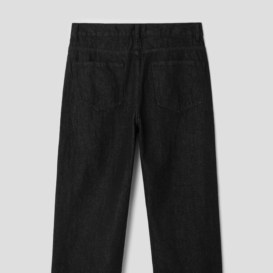 8 seconds Essential Semi Wide-Fit Denim Pants — Black