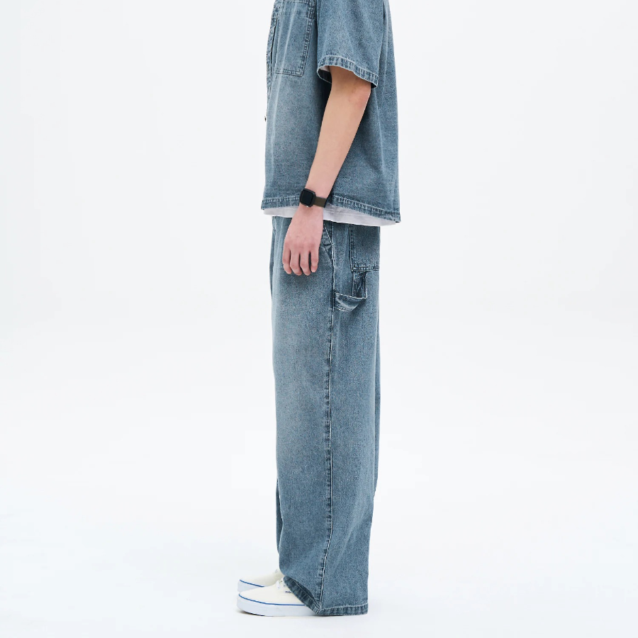 8 seconds Lightweight Half-Banding Carpenter Denim Pants — Blue