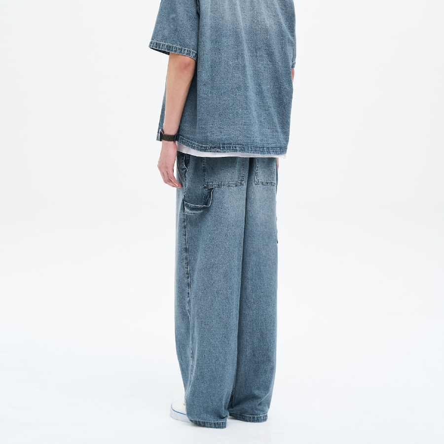 8 seconds Lightweight Half-Banding Carpenter Denim Pants — Blue