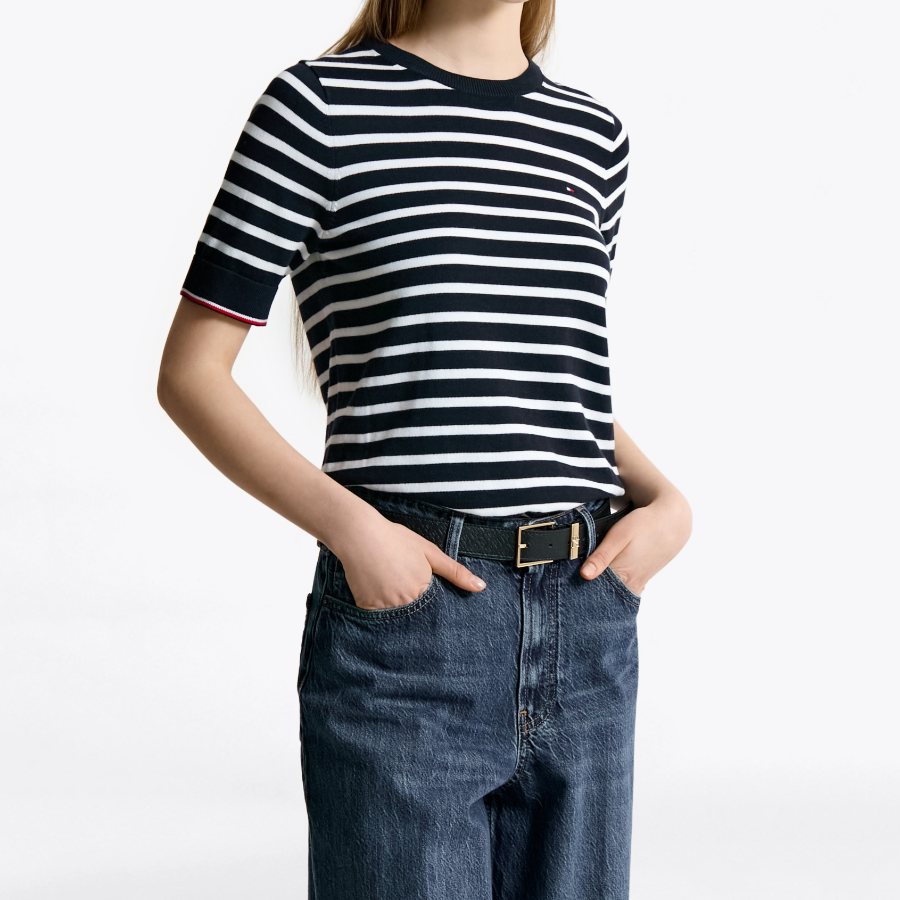 TOMMY HILFIGER [Official Headquarters] Cotton Crewneck Stitch Sweater