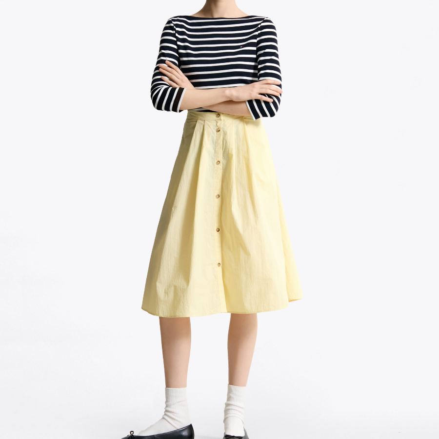 TOMMY HILFIGER [Official Headquarters] Poplin Midi Skirt