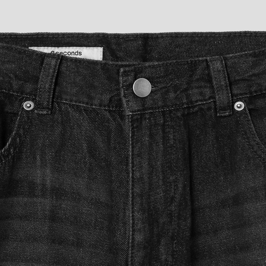 8 seconds Lightweight Essential Wide-Fit Denim — Black