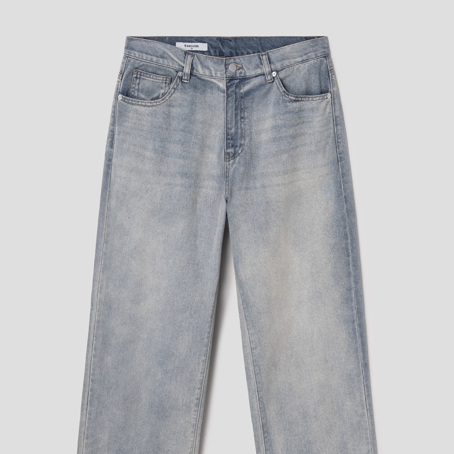 8 seconds Lightweight Essential Wide-Fit Denim Pants — Sky Blue