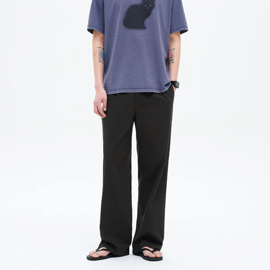 8 seconds Linen-Like Semi-Wide Fit Pants — Ash