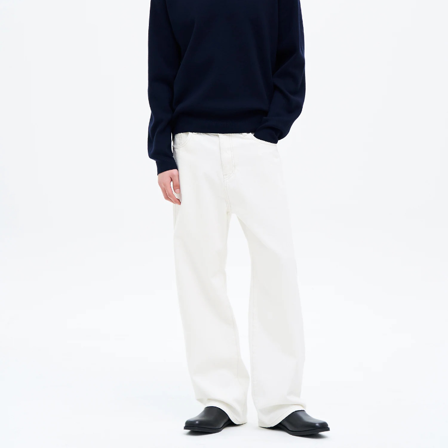 8 seconds Essential Wide-Fit Denim Pants — Ivory