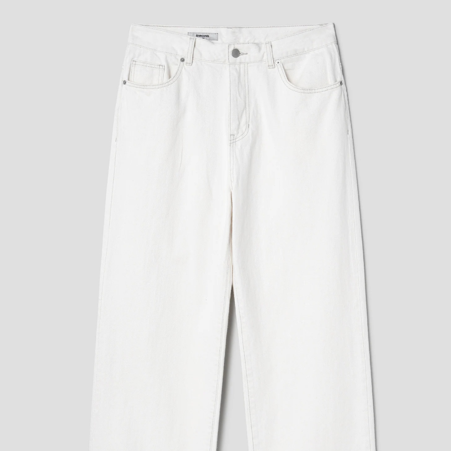 8 seconds Essential Wide-Fit Denim Pants — Ivory