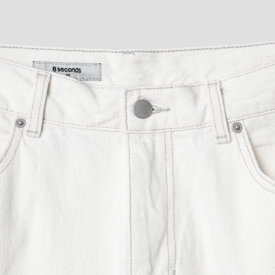 8 seconds Essential Wide-Fit Denim Pants — Ivory