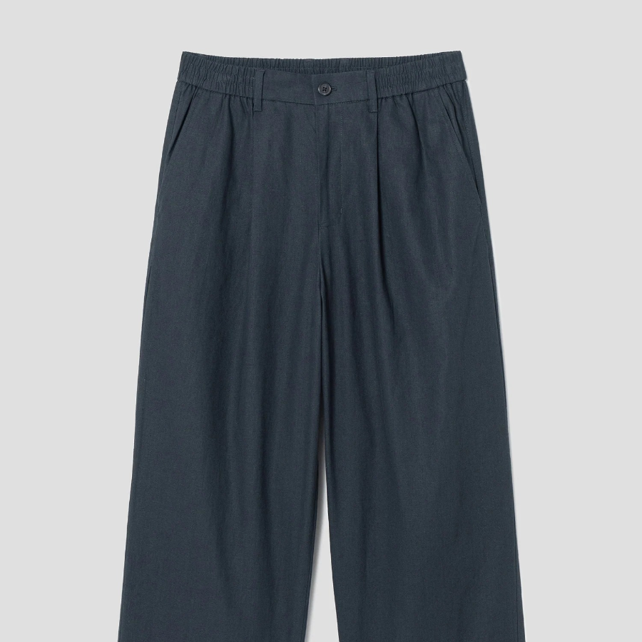 8 seconds Linen Blended Wide Fit Pants — Navy