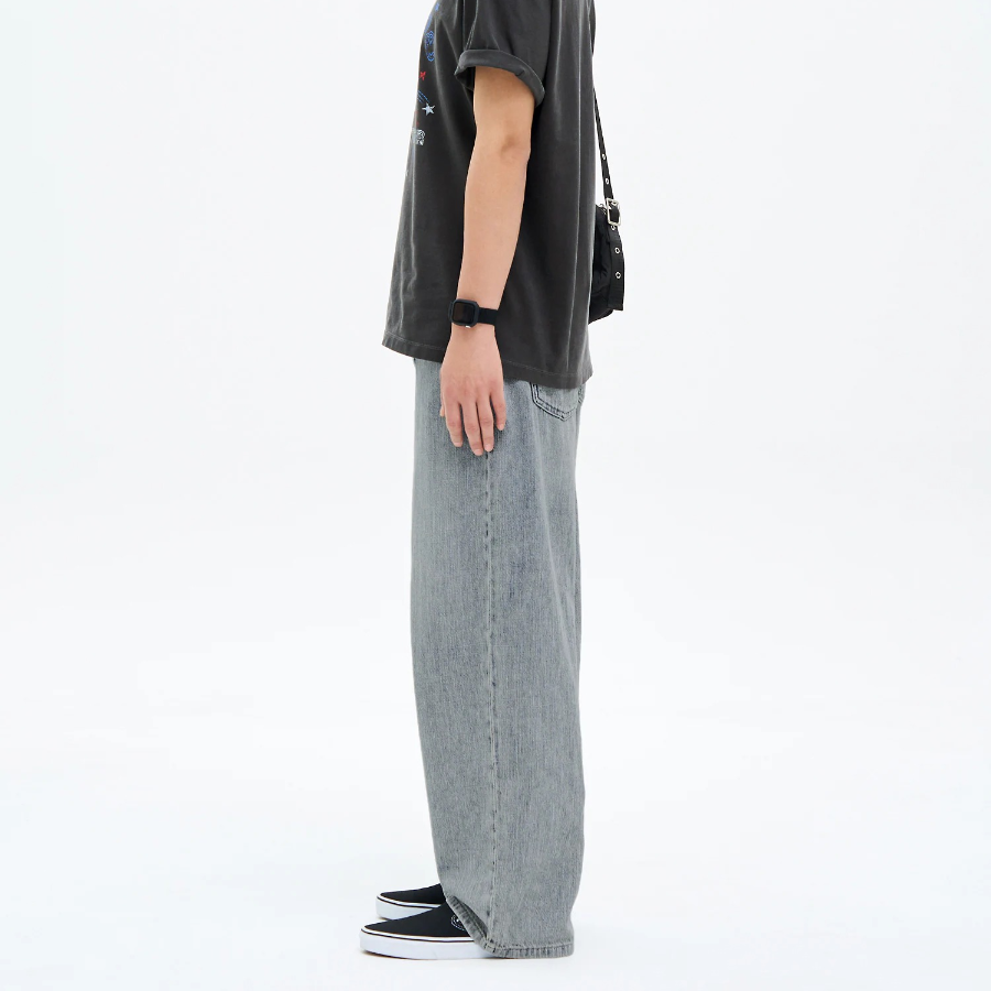 8 seconds Vintage Washing Wide Denim Pants — Sky Blue