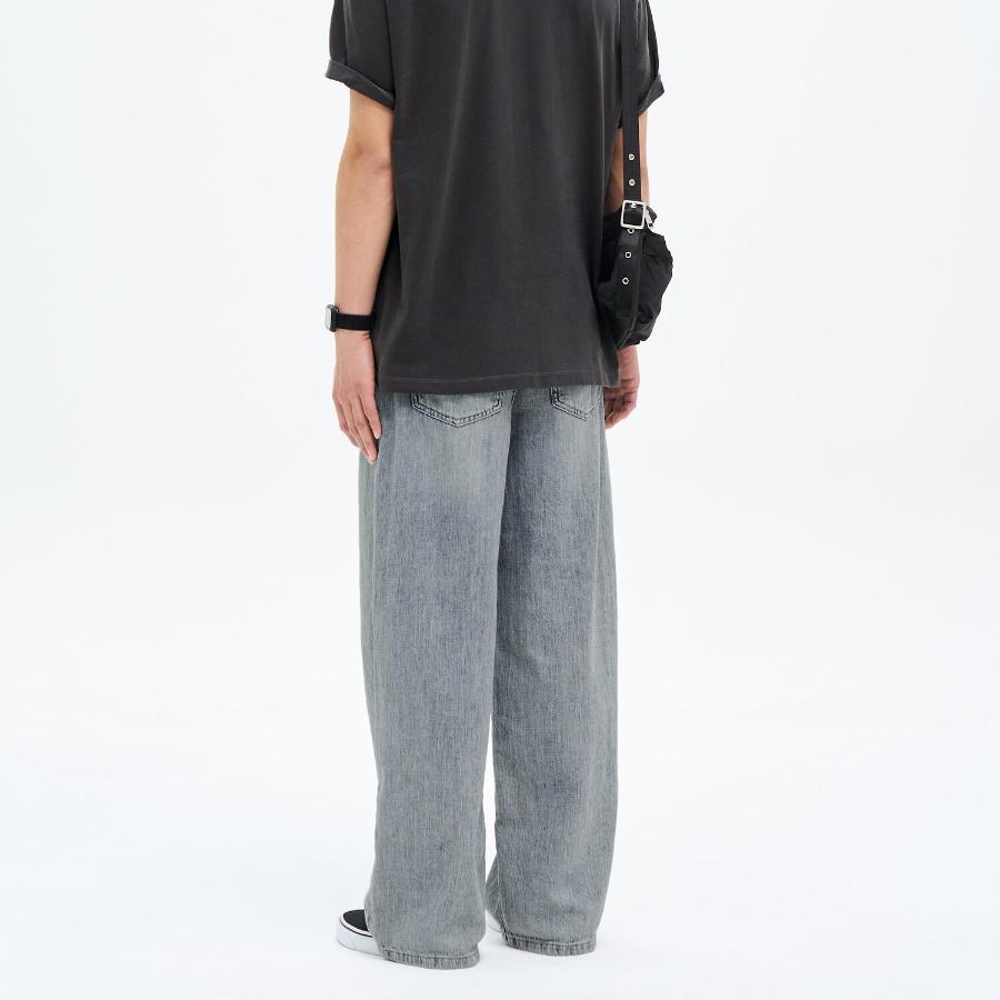 8 seconds Vintage Washing Wide Denim Pants — Sky Blue