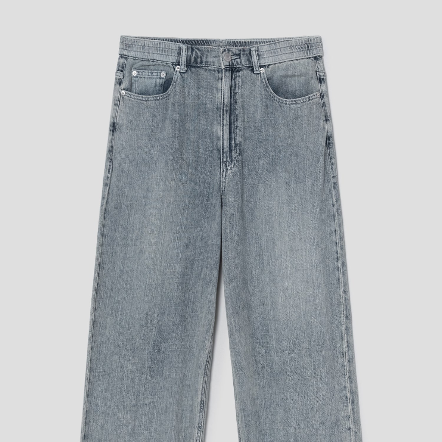 8 seconds Vintage Washing Wide Denim Pants — Sky Blue