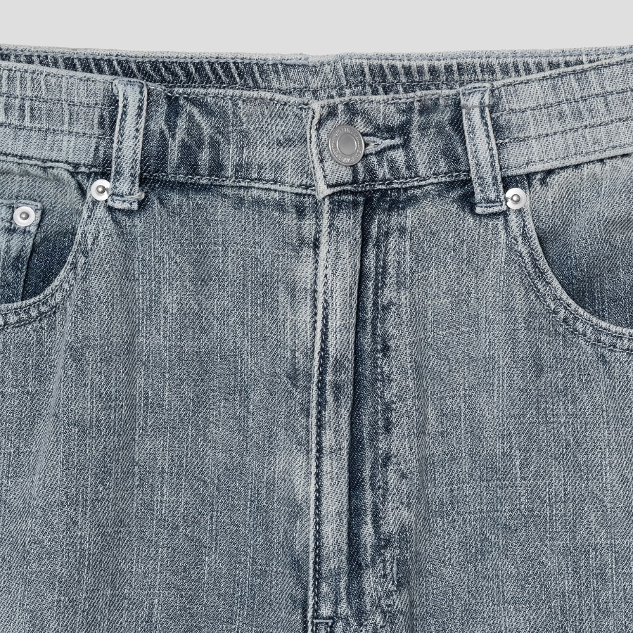 8 seconds Vintage Washing Wide Denim Pants — Sky Blue