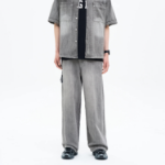 8 seconds Vintage Washing Wide Denim Pants — Grey