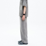 8 seconds Vintage Washing Wide Denim Pants — Grey