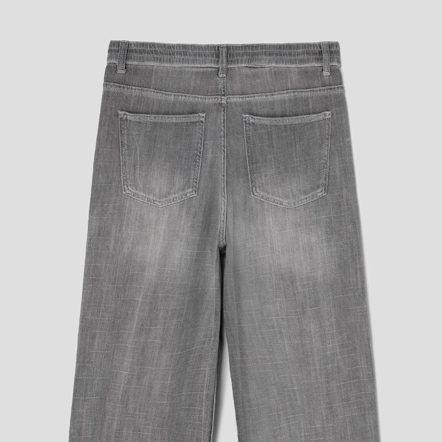 8 seconds Vintage Washing Wide Denim Pants — Grey