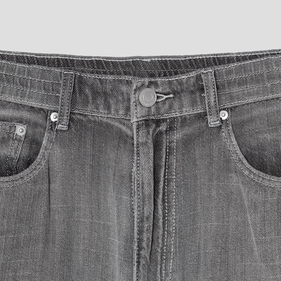 8 seconds Vintage Washing Wide Denim Pants — Grey
