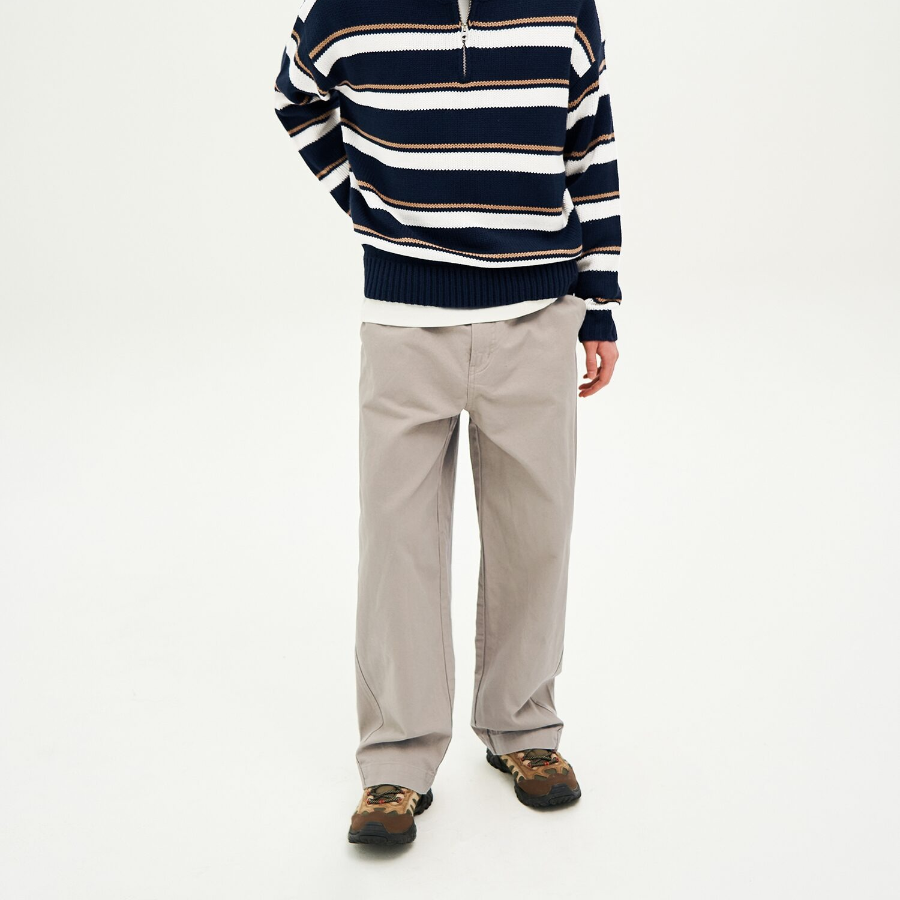 8 seconds Cotton Oxford Curved Pants — Beige