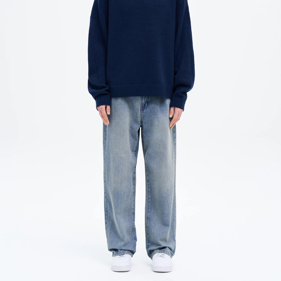 8 seconds Essential Wide-Fit Denim Pants — Sky Blue