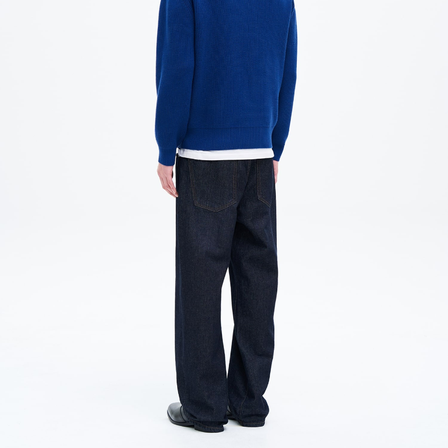 8 seconds Essential Wide-Fit Denim Pants — Navy